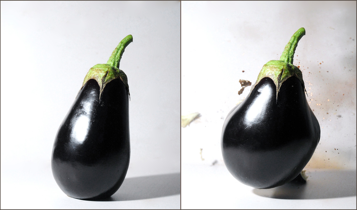 Explosion photographique d'une aubergine